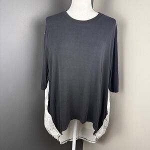 P Luca Milano Women Black White Polka‎ Dot Side Tunic Top Oversized  L